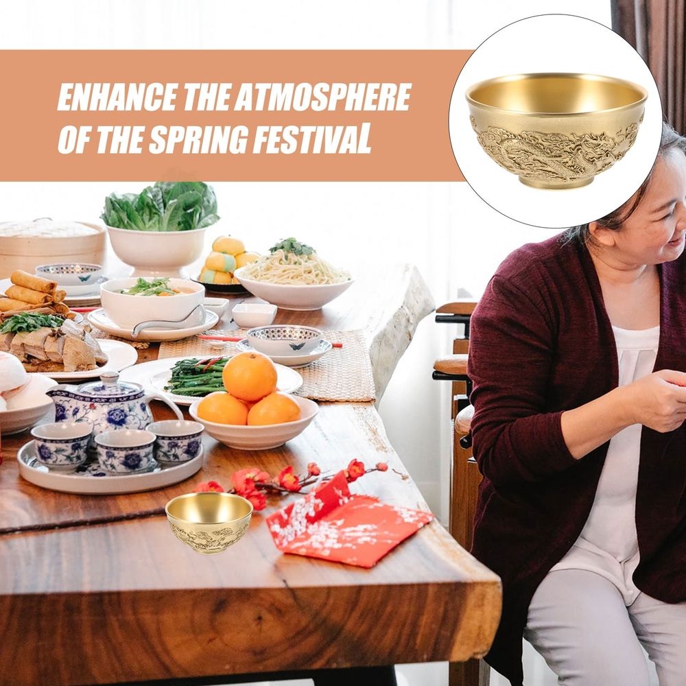 Golden Copper Bowl 1Set for Living Room Display and Tabletop Adornment