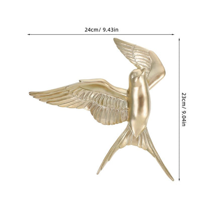 Golden Resin Bird Wall Sculpture Realistic 3D Hanging Pendant Home Decor
