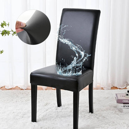 Chair Covers for Dining Chairs Set of 4, Super Stretch Waterproof Kitchen Chair Covers Thickened Washable Dining Chair Slipcovers Black Chair Seat Covers for Dining/Kitchen/Banquet