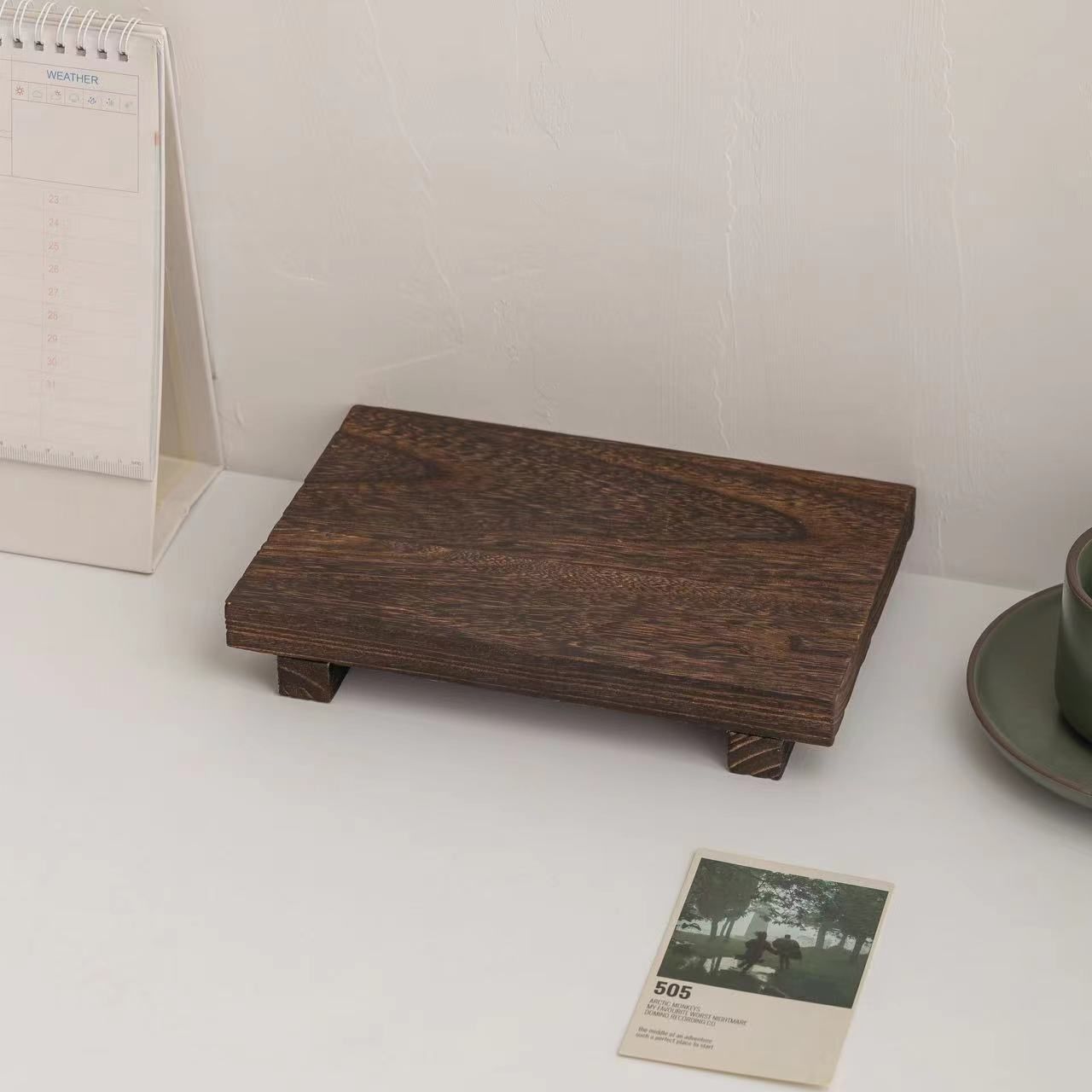 Wooden square storage rack desktop figurine display storage rack display board desktop photography decoration storage board（dark brown）