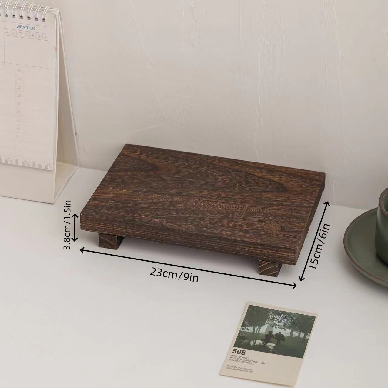 Wooden square storage rack desktop figurine display storage rack display board desktop photography decoration storage board（dark brown）