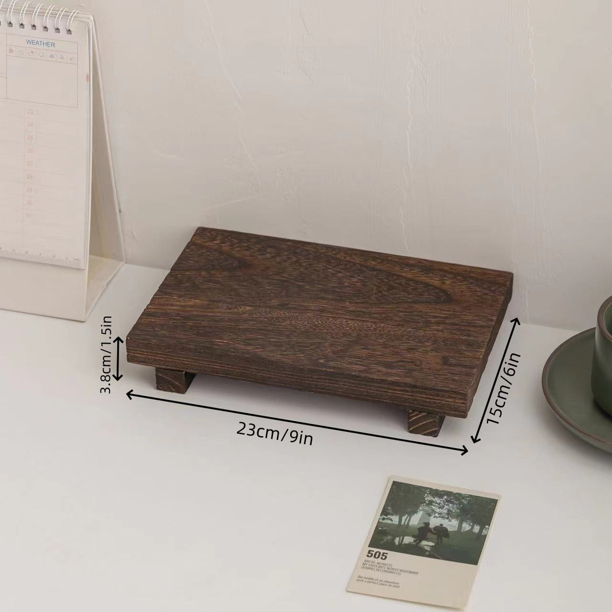 Wooden square storage rack desktop figurine display storage rack display board desktop photography decoration storage board（dark brown）