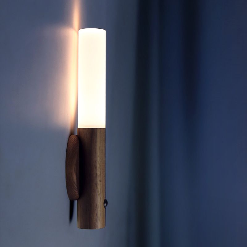 Wooden Motion Sensor Night Lights Magnet Body Sensor Hallway Night Lights Rechargeable Led Light Portable Stairway Wall Sconce Battery Powered Cabinet Lights (walnut wood
)