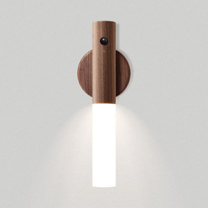 Wooden Motion Sensor Night Lights Magnet Body Sensor Hallway Night Lights Rechargeable Led Light Portable Stairway Wall Sconce Battery Powered Cabinet Lights (walnut wood
)