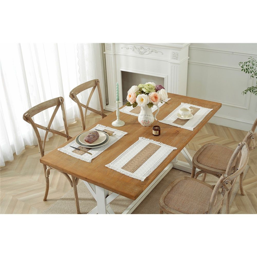 Placemats Set of 4, Table Decor and Farmhouse Style Placemats Cotton hemp , for Dining Table, Caramel