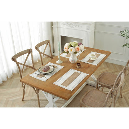 Placemats Set of 4, Table Decor and Farmhouse Style Placemats Cotton hemp , for Dining Table, Caramel