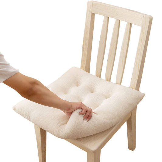 Autumn and winter thick chair cushions, plush cushions, dining chair cushions, office student cushions, chair cushions, winter fart cushions (white, 40*40cm)