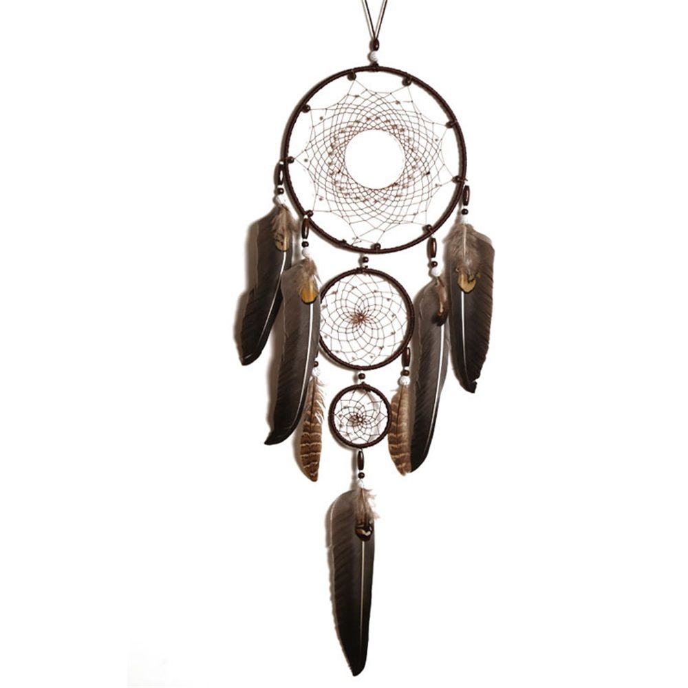 Brown  Large  Wall Decor Handmade Feather  Wall Hanging Ornament for Bedroom Living Room Home Decor