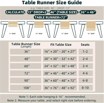 Boho Table Runner for Thanksgiving Fall Christmas Home Decor with Tassels 72 Inches Long Pottery barn Furniture Farmhouse Rustic Macrame Burlap Table Decoration for Living Room (12x72 Inches)