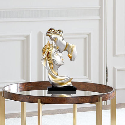 Couples Kiss Sculpture,Abstract Art Couple Sculpture Home Furnishing Resin Statue Modern Home Resin Sculptures Decorative Objects