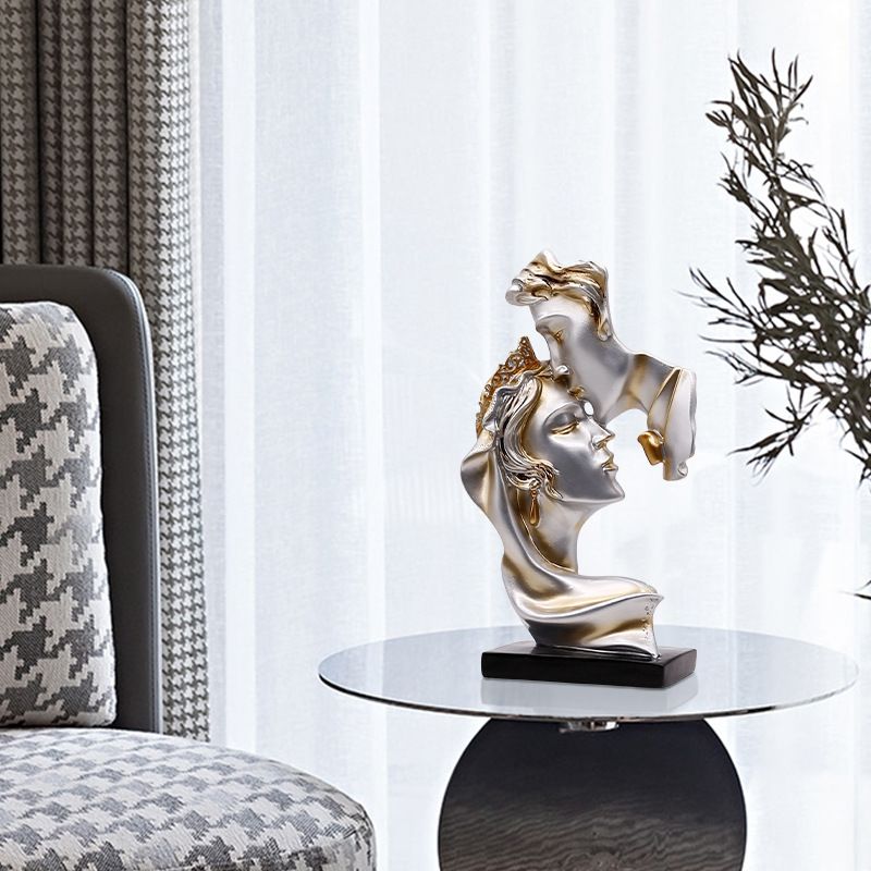 Couples Kiss Sculpture,Abstract Art Couple Sculpture Home Furnishing Resin Statue Modern Home Resin Sculptures Decorative Objects