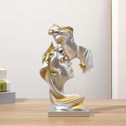 Couples Kiss Sculpture,Abstract Art Couple Sculpture Home Furnishing Resin Statue Modern Home Resin Sculptures Decorative Objects