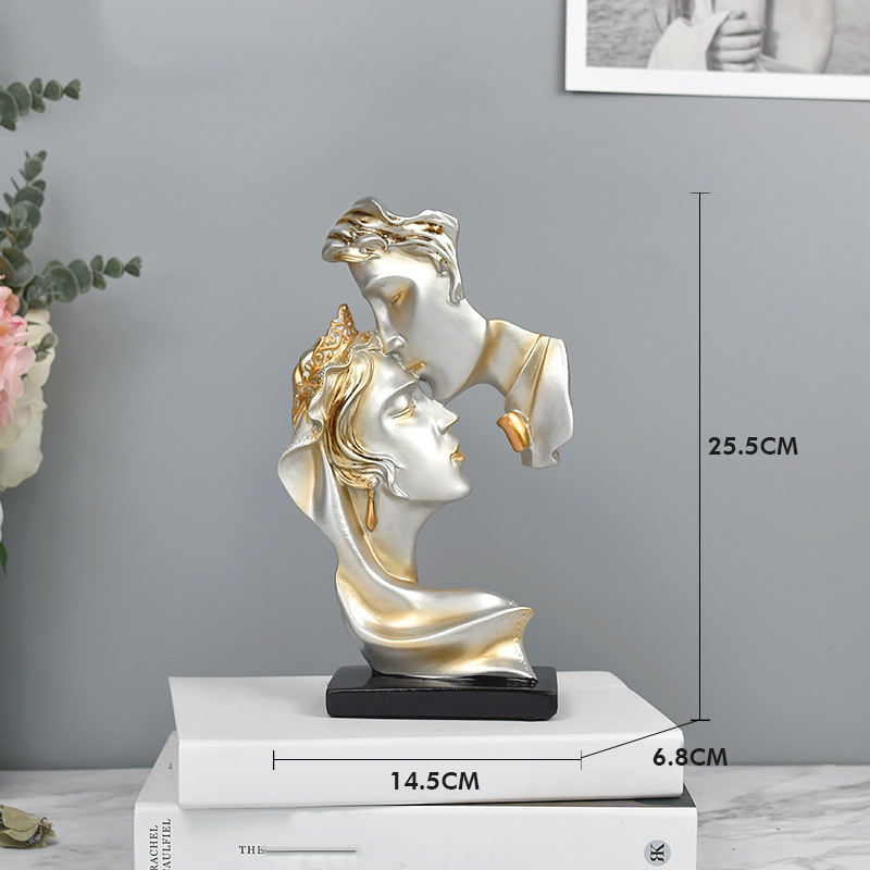 Couples Kiss Sculpture,Abstract Art Couple Sculpture Home Furnishing Resin Statue Modern Home Resin Sculptures Decorative Objects