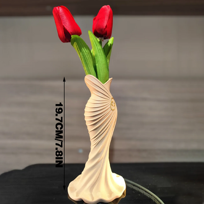 This elegant dress vase combines high-fashion elegance with minimalist home décor. Whether you insert real flowers into the glass tube or display artificial flowers without the tube, it is exceptionally beautiful.