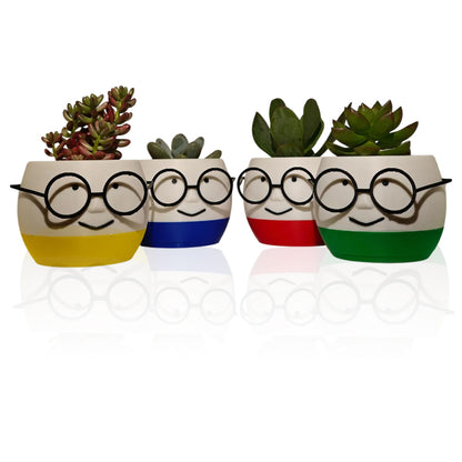 Simple and adorable 3D printed glass flower pots—use them to decorate your home! White and blue, single piece.