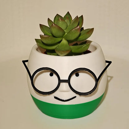 Simple and adorable 3D printed glass flower pots—use them to decorate your home! White and blue, single piece.