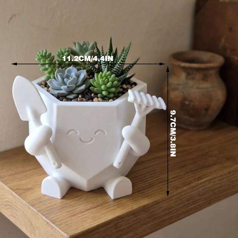 3D Printed Smiling Gardener (White)