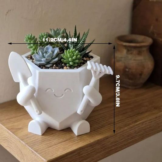 3D Printed Smiling Gardener (White)
