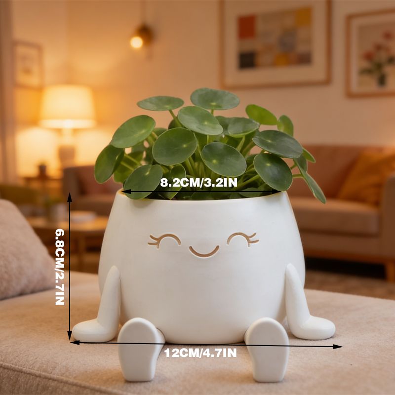 3D-printed sitting flower pot, white