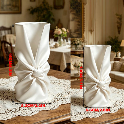 3D printed bow art vase, silk white