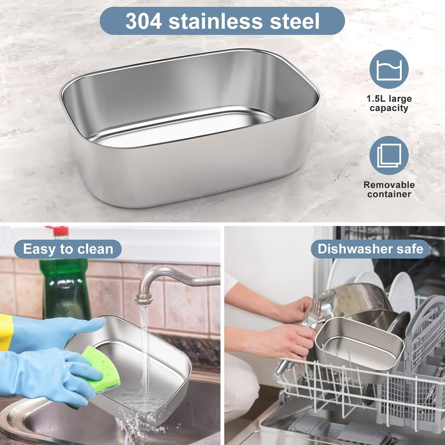 Electric Heated Lunch Box for Men/Women Home 80W Portable Food Warmer with 110V-250V Stainless Steel Leakproof Container for Work Travel Jobsite Camping Christmas White Elephant Gifts