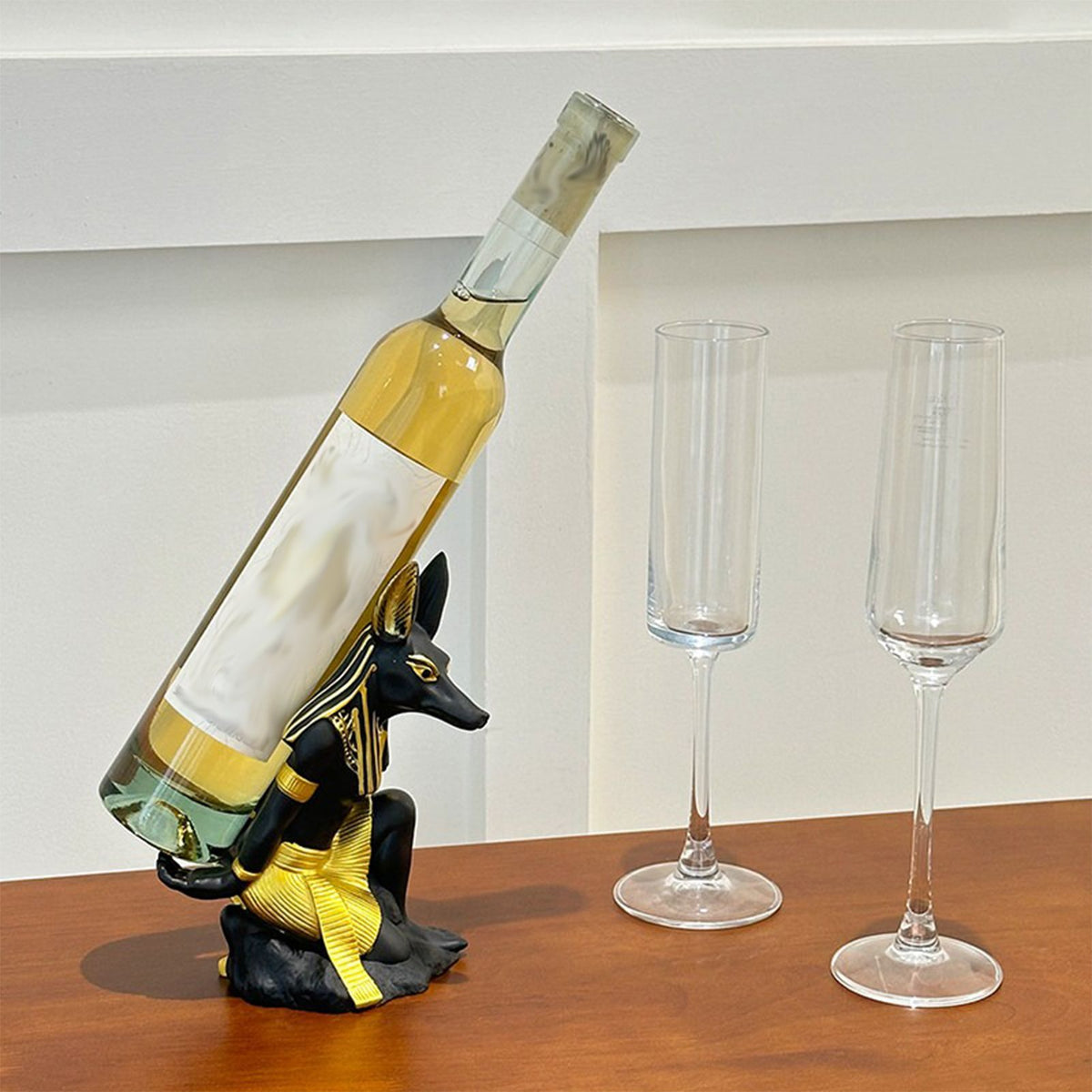 Ancient Egyptian Anubis Wine Rack - Creative Resin Craft Wine Bottle Holder, Home Bar Cabinet Decoration
