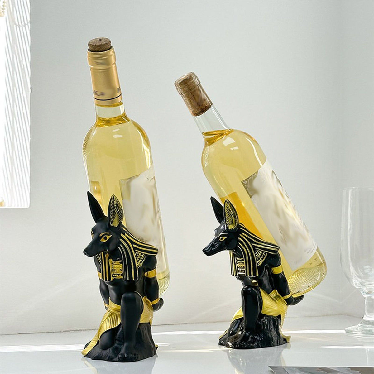Ancient Egyptian Anubis Wine Rack - Creative Resin Craft Wine Bottle Holder, Home Bar Cabinet Decoration