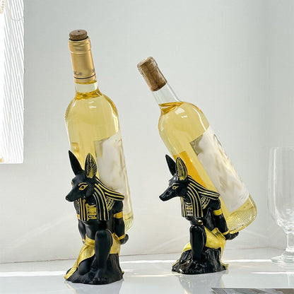 Ancient Egyptian Anubis Wine Rack - Creative Resin Craft Wine Bottle Holder, Home Bar Cabinet Decoration