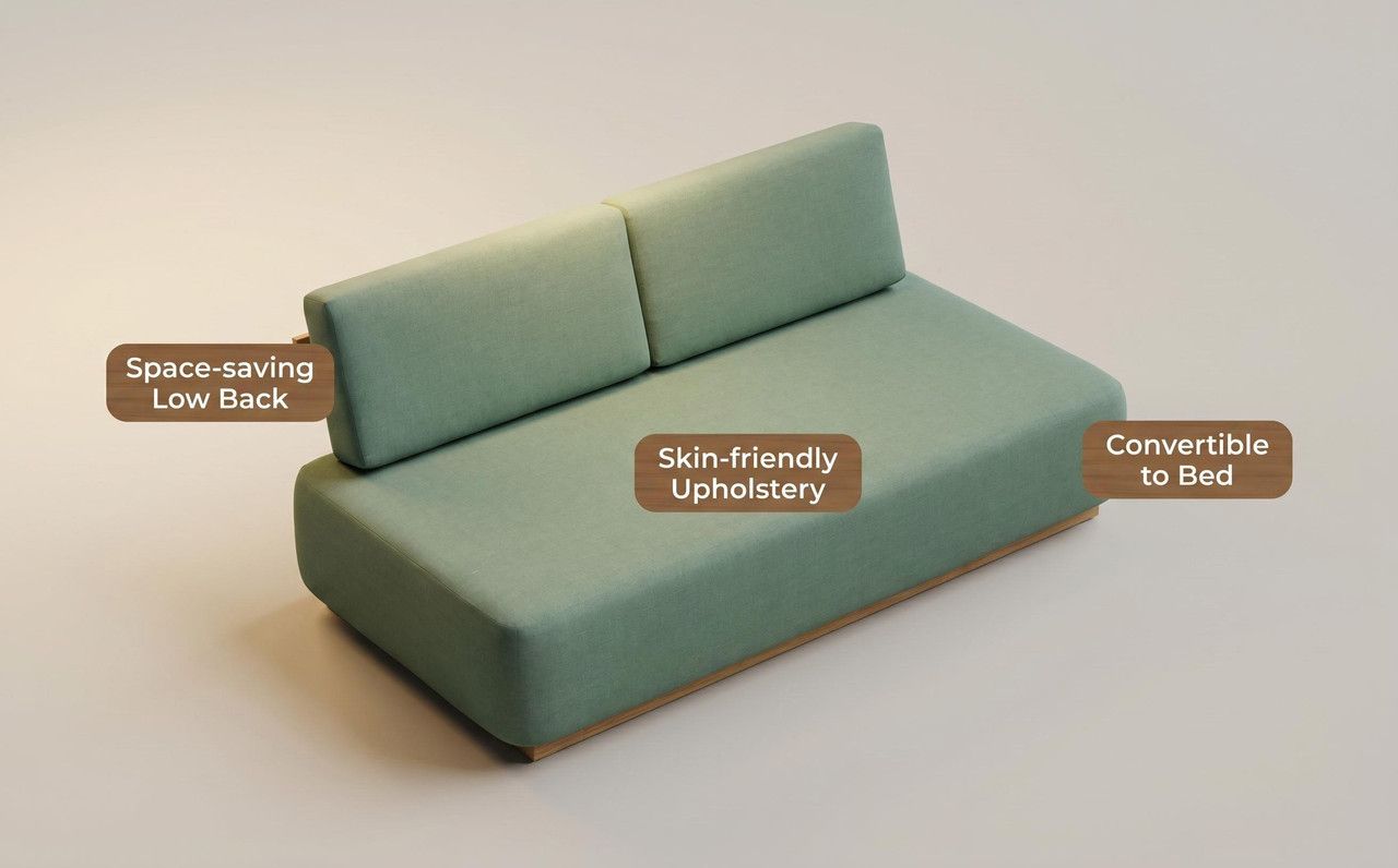 Nordic Minimalist Outdoor 2-Seater Fabric Sofa