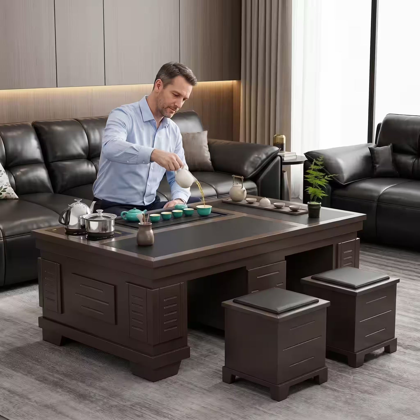 1.3m New Chinese Style Walnut Kung Fu Tea Table