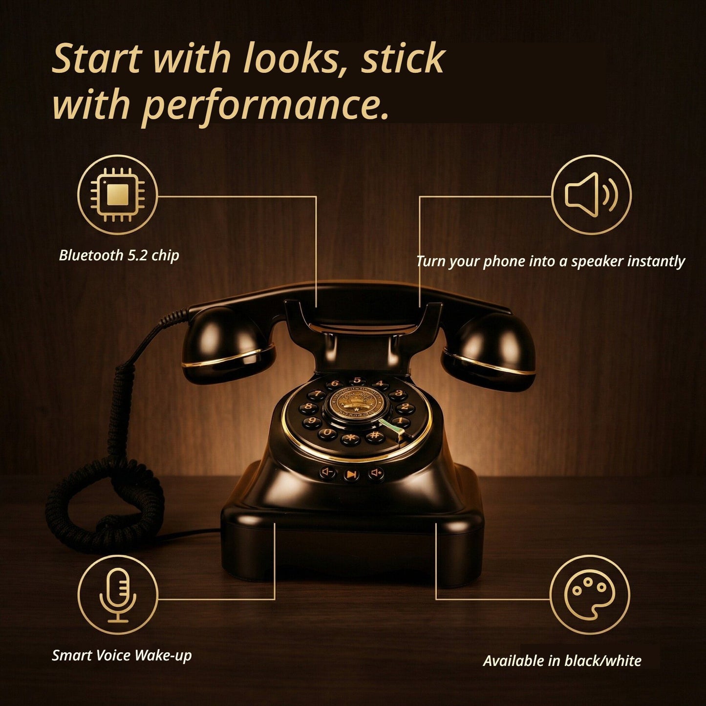 Wireless Bluetooth Landline Black