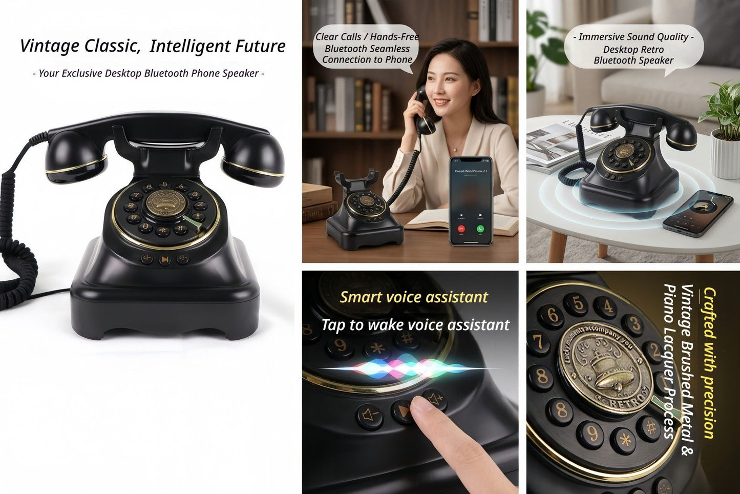 Wireless Bluetooth Landline Black
