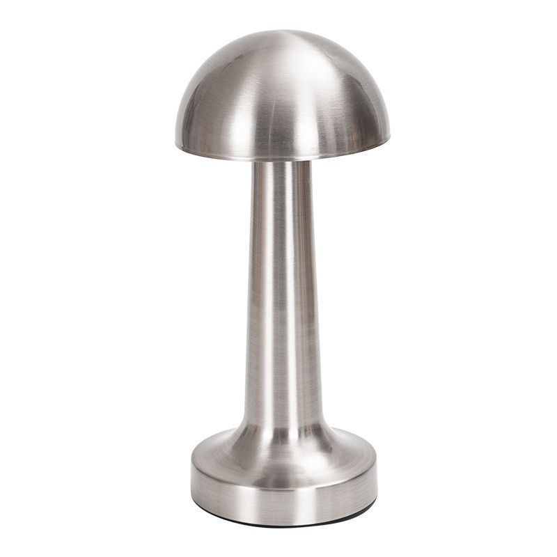 3-Color Dimmable LED Table Lamp Silver Dumbbell B Style, USB Charging Minimalist Metal Tap Light, Office Desk Eye-Caring Ambient Light, Great Christmas Present
