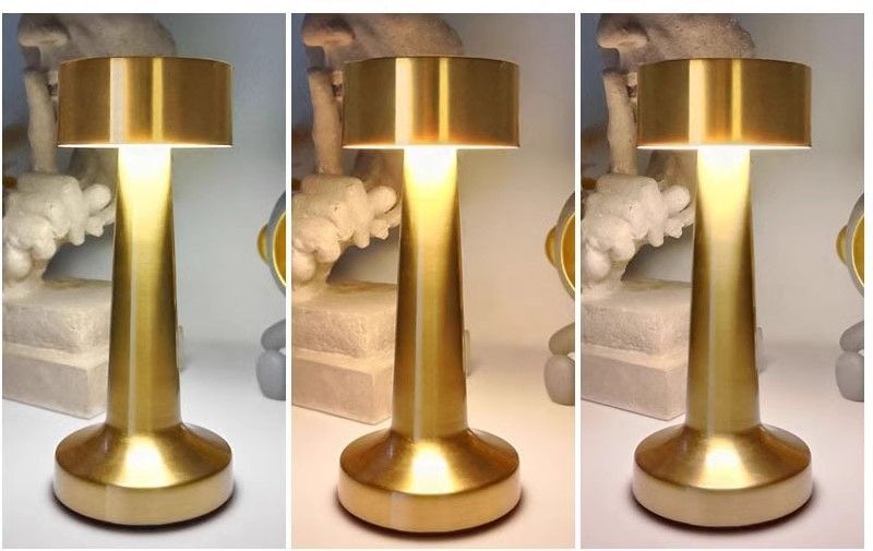 3-Color Dimmable LED Table Lamp Silver Dumbbell B Style, USB Charging Minimalist Metal Tap Light, Office Desk Eye-Caring Ambient Light, Great Christmas Present