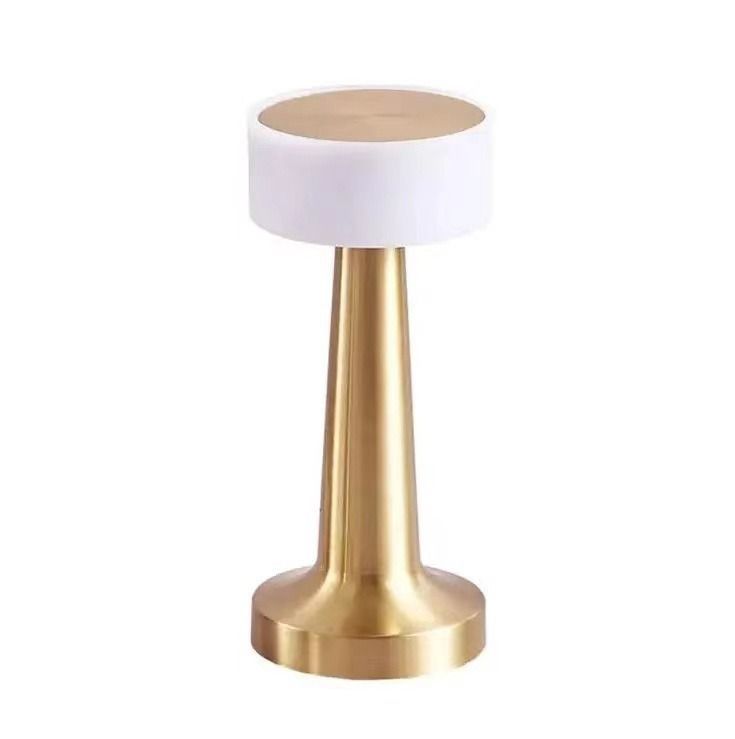 3-Color Dimmable LED Ambient Lamp Gold Dumbbell D Style, USB Charging Premium Metal Finish, Living Room Decorative Table Light, Nice Christmas Present