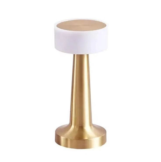 3-Color Dimmable LED Ambient Lamp Gold Dumbbell D Style, USB Charging Premium Metal Finish, Living Room Decorative Table Light, Nice Christmas Present