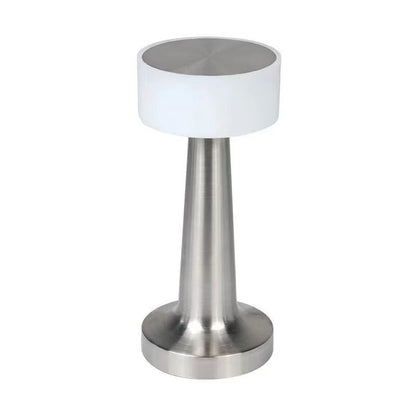 3-Color Dimmable LED Desk Lamp Silver Dumbbell D Style, USB Rechargeable Modern Simple, Dining Side Table Reading Light, for Christmas Gifting