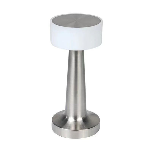 3-Color Dimmable LED Desk Lamp Silver Dumbbell D Style, USB Rechargeable Modern Simple, Dining Side Table Reading Light, for Christmas Gifting