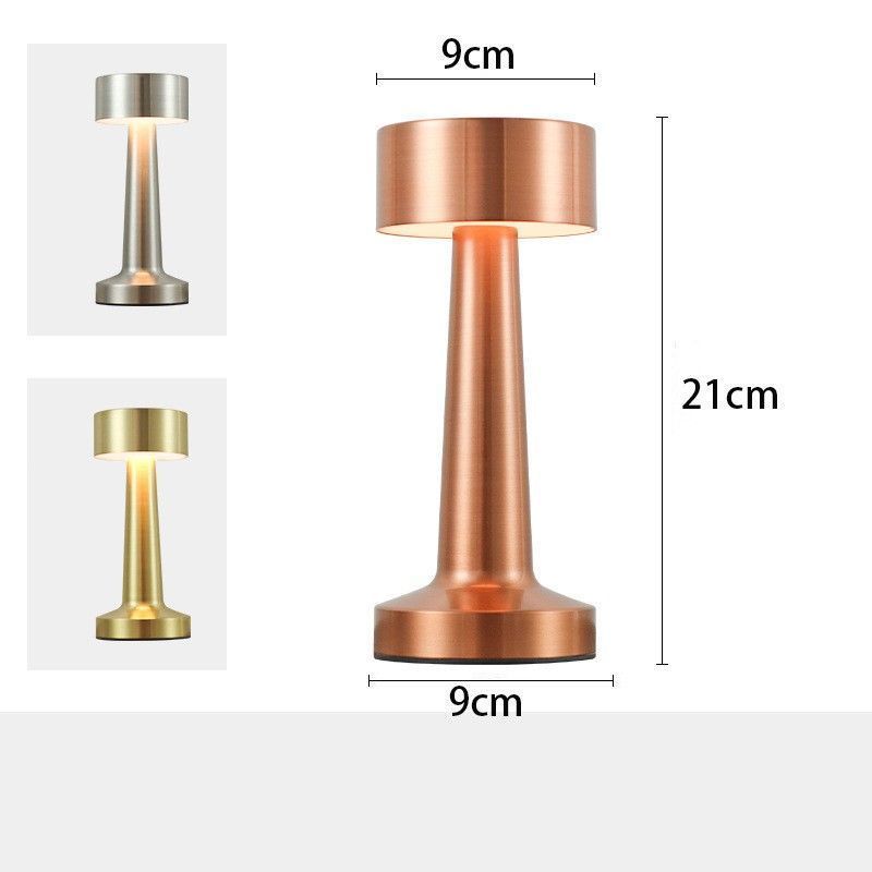 3-Color Dimmable LED Mini Lamp Gold Dumbbell A Style, USB Charging Compact Metal, Bedside Portable Night Light, Great Christmas Present