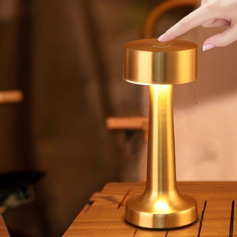 3-Color Dimmable LED Table Lamp Silver Dumbbell A Style, USB Rechargeable Versatile Simple, Desk Study Eye-Caring Light, Suitable for Christmas Gifting