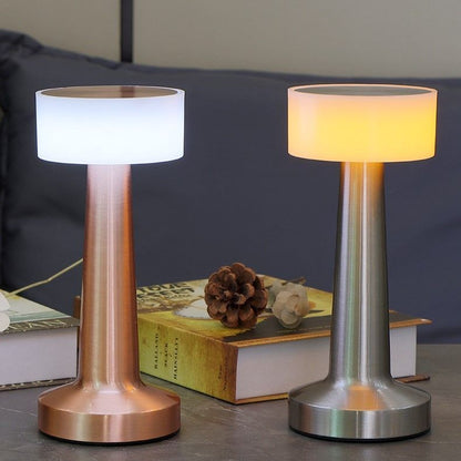 3-Color Dimmable LED Table Lamp Silver Dumbbell A Style, USB Rechargeable Versatile Simple, Desk Study Eye-Caring Light, Suitable for Christmas Gifting