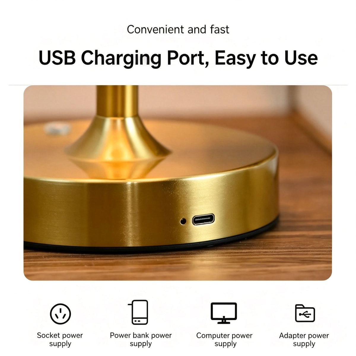2000mAh Gold A1 Two-Section Mini Tall Lamp | Christmas Small Space Pick