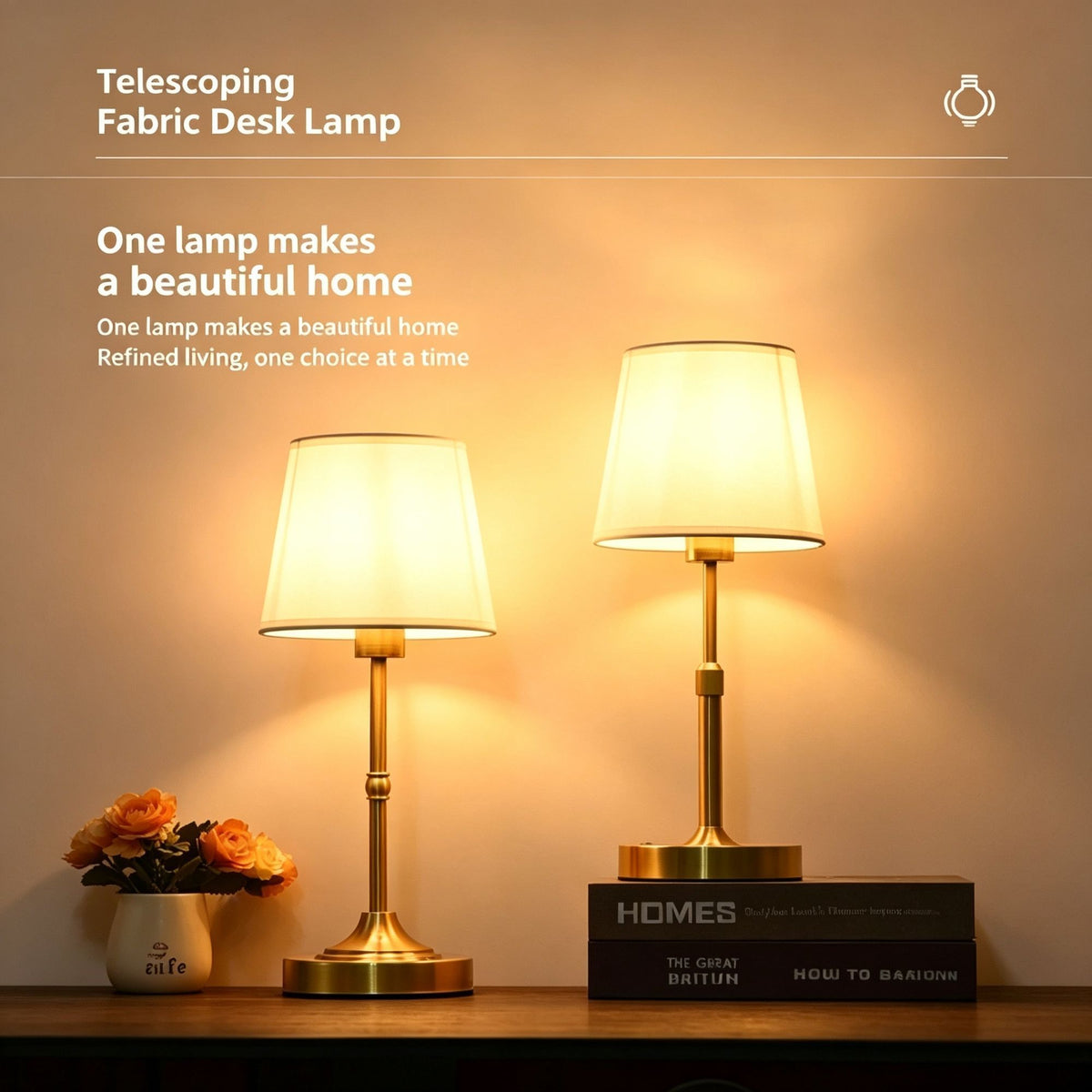 2000mAh Gold A1 Two-Section Mini Tall Lamp | Christmas Small Space Pick