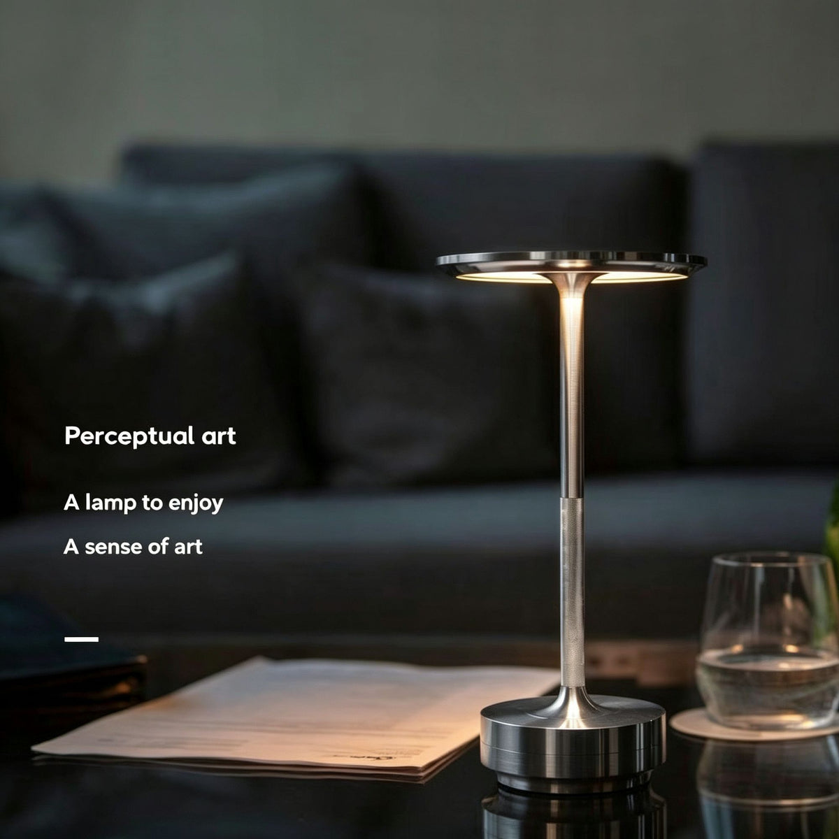 A Flat 1200mAh Silver | Mini Portable Table Lamp | Christmas Compact Carry Light