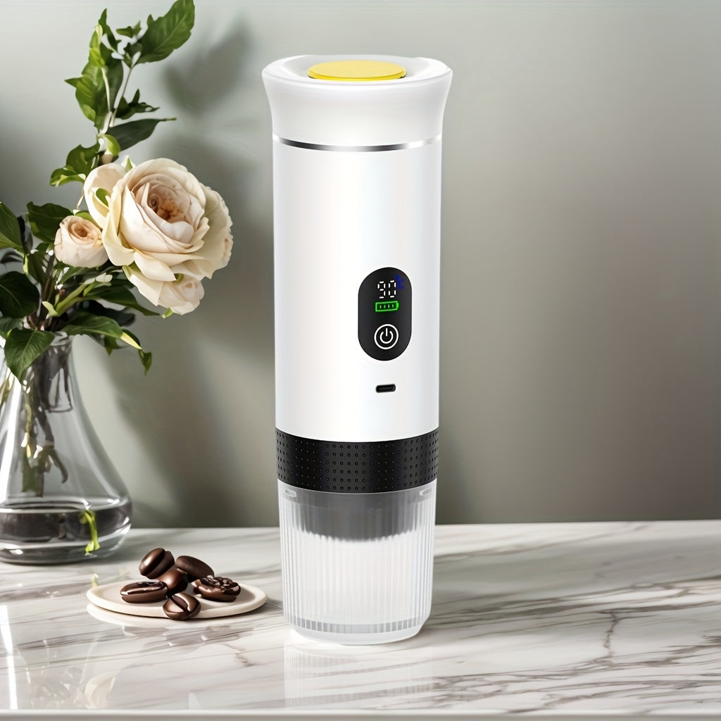 Portable 20Bar High - Pressure Extraction Coffee Machine, 80ml Stainless Steel Water Tank + Foldable Stand, Low - Battery Alert & Real - Time Temperature Control, Enjoy Barista - Quality Coffee on the Go, at Office or While Driving。black