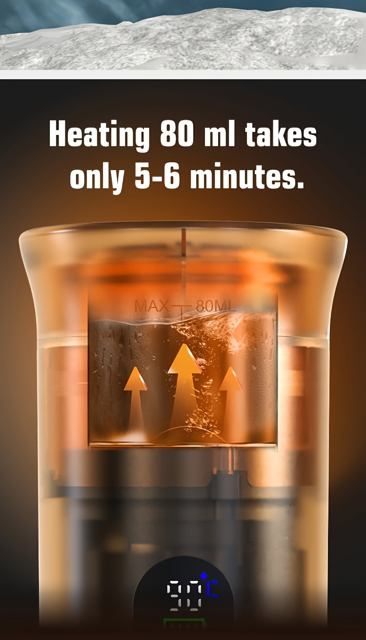 Portable 20Bar High - Pressure Extraction Coffee Machine, 80ml Stainless Steel Water Tank + Foldable Stand, Low - Battery Alert & Real - Time Temperature Control, Enjoy Barista - Quality Coffee on the Go, at Office or While Driving,Grey