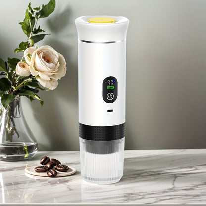 Portable 20Bar High - Pressure Extraction Coffee Machine, 80ml Stainless Steel Water Tank + Foldable Stand, Low - Battery Alert & Real - Time Temperature Control, Enjoy Barista - Quality Coffee on the Go, at Office or While Driving,White