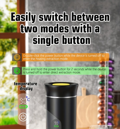 Portable 20Bar High - Pressure Extraction Coffee Machine, 80ml Stainless Steel Water Tank + Foldable Stand, Low - Battery Alert & Real - Time Temperature Control, Enjoy Barista - Quality Coffee on the Go, at Office or While Driving,White