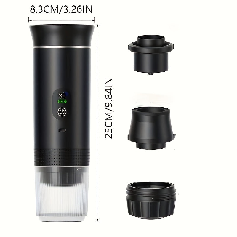 Portable 20Bar High - Pressure Extraction Coffee Machine, 80ml Stainless Steel Water Tank + Foldable Stand, Low - Battery Alert & Real - Time Temperature Control, Enjoy Barista - Quality Coffee on the Go, at Office or While Driving,White