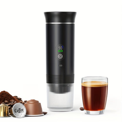 Portable 20Bar High - Pressure Extraction Coffee Machine, 80ml Stainless Steel Water Tank + Foldable Stand, Low - Battery Alert & Real - Time Temperature Control, Enjoy Barista - Quality Coffee on the Go, at Office or While Driving,White